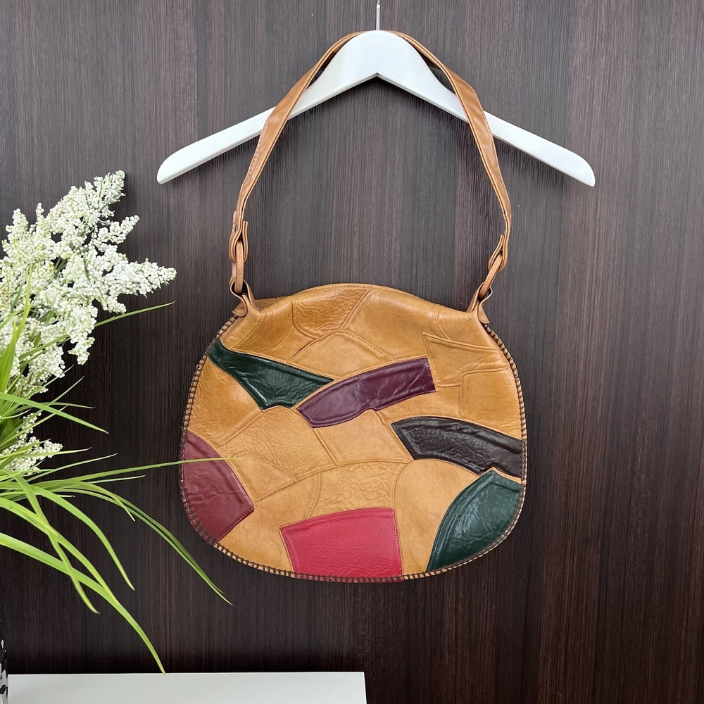 Vintage 70s Acrylic Patchwork Purse - BELL Zipper - BOHO TOOLED